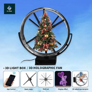 Enseigne lumineuse publicitaire LED circulaire 3D holographique en aluminium pour extérieur, murale/suspendue, montage latéral - Product Image 2