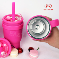 Vente en gros de gobelets de voyage personnalisés de 14 oz et 18 oz pour enfants, avec poignée portable, gobelet à sublimation, gobelet en acier inoxydable, anti-fuite