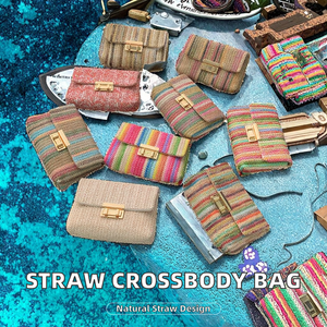 Women Straw Woven Beach <strong>Bag</strong> Summer Clutch Boho <strong>Small</strong> <strong>Raffia</strong> Shoulder <strong>Bag</strong> Envelope Shape Hook &amp; Loop Closure Crossbody <strong>Bags</strong> - Product Image 2