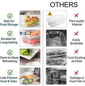 Organizadores de Refrigerador, Juego de 10 Piezas, Rectangulares, Transparentes, de PET, Libres de BPA, Herméticos, Apilables, Multifuncionales, Moldeados por Inyección, para Almacenamiento en la Cocina - Product Image 3