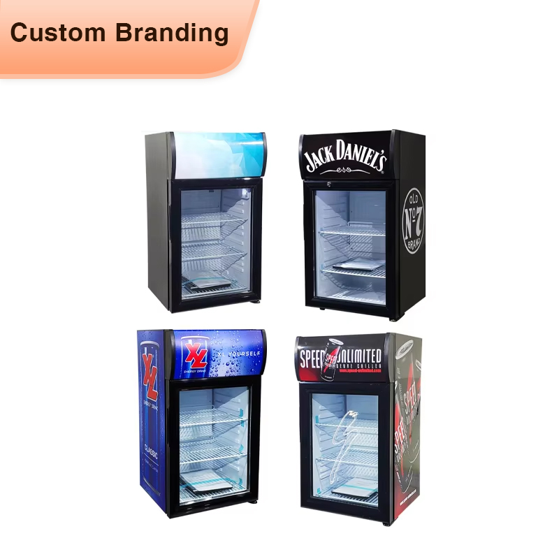 refrigerator black glass mirror door mini