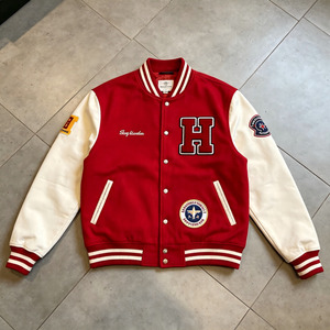 Custom Varsity <b>Jacket</b> Wool Body Leather Sleeves Embroidered Patchwork Letterman <b>Jacket</b> Vintage Luxury <b>Men</b> <b>Baseball</b> <b>Jacket</b> - Product Image 2