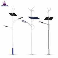Lampadaire hybride solaire-éolien 30W-120W IP67 hors réseau avec contrôleur MPPT, batterie LiFePO4, construction en alliage d'aluminium, poteau de 6M-9M