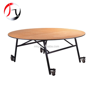 Tablero de melamina móvil Mesa plegable de 6 pies Mesa redonda de madera para fiestas con ruedas - Product Image 4