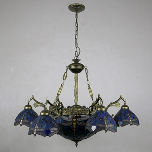 LongHuiJing Luxury European Living Room Chandeliers Tiffany Dragonfly Lampshade Restaurant Ceiling Pendant <b>Light</b> - Product Image 5