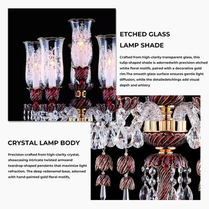 Lustre suspendu en verre cristal de grande taille de style européen, éclairage LED blanc chaud, luminaires suspendus pour hôtel - Product Image 4