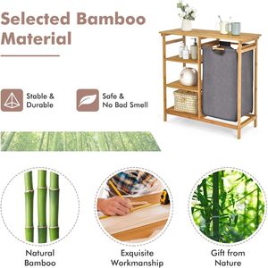 Étagère de rangement pour salle de bain Weijia en bambou, multi-niveaux, sur pied, avec panier à linge pour toilettes, lavabo, chambre à coucher - Product Image 3