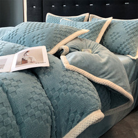 Doux Hiver Taffia Lait Velours 4PCS Ensembles de Draps Épaissir Chaud Flanelle Polaire Literie Kits Housse de Couette Taie d'Oreiller pour Lit Double