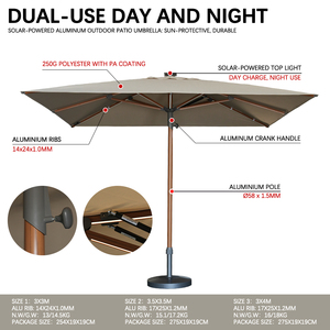 Sombrilla de Patio de Acero Inoxidable y Aluminio con Energía Solar y Luz LED |   Sombrilla Resistente a los Rayos UV e Impermeable para Uso en Exteriores, Jardín y Parque - Product Image 2