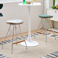 Chaise de bar vintage moderne, design nordique, tabouret de bar de comptoir, siège en tissu, chaise haute avec repose-pieds pour restaurant