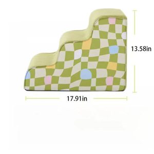 Escaleras para perros y gatos con diseño a cuadros, 17.91in x 13.58in, escalones de espuma antideslizantes para subir a la cama, protección de las articulaciones - Product Image 1