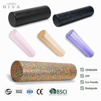 Rouleau de mousse EVA portable haute densité, écologique, solide, mini, marque RIVA, certifié ISO9001, pour la maison et la salle de sport, 30-90 cm, noir, avec logo