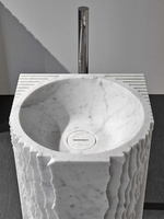 Lavabo sur pied en marbre naturel moderne, égouttoir haut de gamme sur mesure pour hôtels et villas, vasque monobloc en pierre, finition polie, certifié NSF