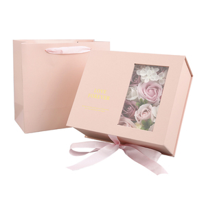 High Quality Ribbon Flower Magic Pink Gift Boxes With Magnetic Lid and <b>Window</b> - Product Image 2