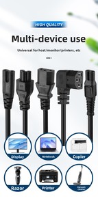Cable de alimentación de enchufe C13, 220V, estándar europeo, núcleo de alambre de cobre puro extendido, de carcasa de PVC Material, cable de alimentación de seguridad macho/hembra - Product Image 2