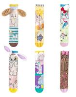 Chaussettes mi-mollet antidérapantes à imprimé animal chiot, oreilles de chien 3D en peluche grandes et souples, mignonnes et amusantes pour femmes
