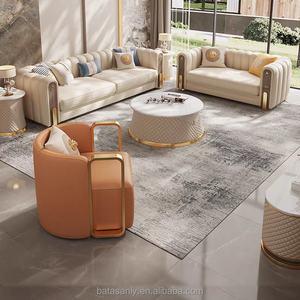 ชุดโซฟาหนัง3ที่นั่งแบบหรูหราเซตโซฟาหนังสไตล์อิตาลีสำหรับโรงแรมวิลล่าดีไซน์ใหม่ - Product Image 4