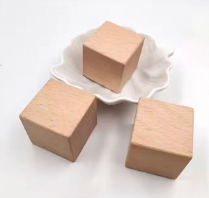 Décoration - Cubes de bois de 4 cm, blocs de bois de hêtre bien polis, blocs de bois naturel Echo, blocs de construction DIY - Product Image 6