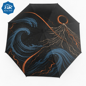 Parapluies promotionnels automatiques imperméables, couleurs personnalisées, résistants au vent, avec logo vague de mer, pour le voyage. - Product Image 2