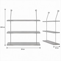 Étagère murale de luxe en métal, aluminium brossé, 3 niveaux, design à barre incurvée, pour chambre, cuisine, organisateur de maison