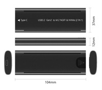 SHUOLE casing SSD M.2, dengan lampu RGB, protokol Ganda SATA / NGFF & NVME PCIE kecepatan 10Gbps tipe C M.2 SSD