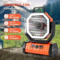 F6 Kabelloser Lithium-Akku-Ventilator mit 20000mAh, Leistungsstarker USB-Outdoor-Campingventilator, Wiederaufladbarer Kühllüfter mit Zeiteinstellung und Fernbedienung für Zelte