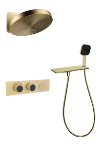Brass Three Function Constant Temperature Concealed <b>Shower</b> Black Wall Mounted Circular Rain <b>Shower</b> <b>Head</b> Set - Product Image 4