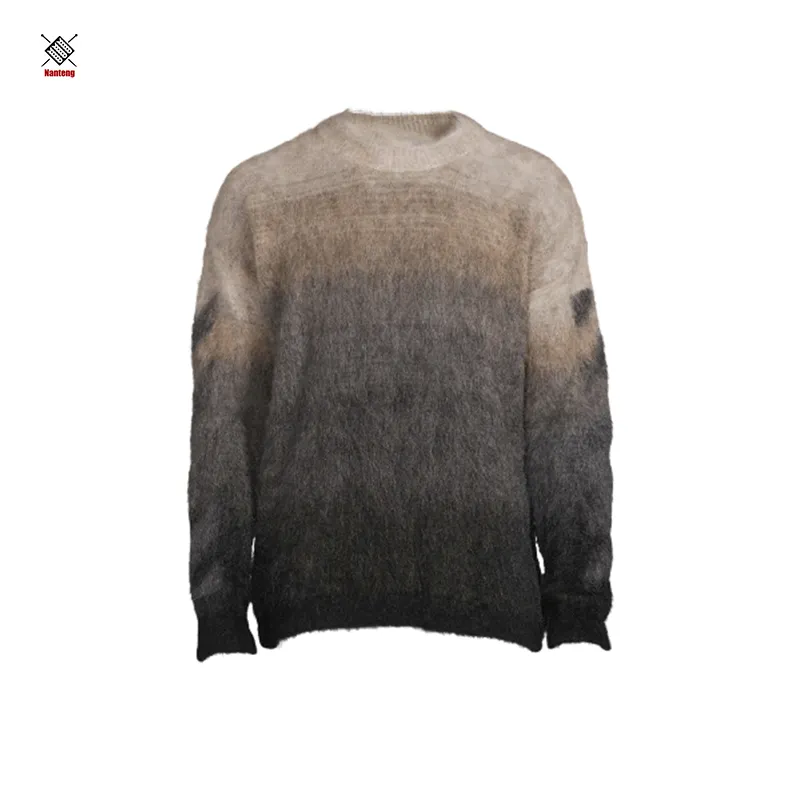 Nanteng Custom Factory Wholesale Sleeve Knitted Crew Neck Knit Men Furry Production For Mohair Sweater