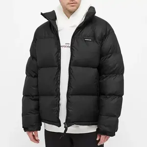 Winter OEM Custom Logo Padded Men Down Coats Bubble Puffer Jacket Stand Collar Zipper Up Men Designer Jacket