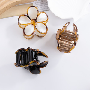 مشبك شعر فاخر وأنيق جديد من YT لفصل الشتاء، مشبك شعر كبير على شكل زهرة بلون بني عتيق، مشابك شعر جميلة للنساء والفتيات - Product Image 3