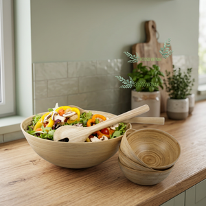 Meilleures ventes pour les articles de cuisine Bol en bambou tourné/ Assiette en bambou tourné avec logo laser Fabriqué au Vietnam par Eco2go Vietnam - Product Image 1