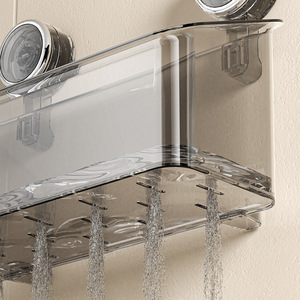 Organizzatore da Parete Monostrato Senza Foratura in Acciaio Inox e Plastica Impermeabile Ecologico Moderno per Cucina e Bagno - Product Image 4