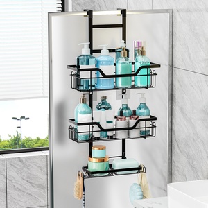 3 Layers Towel Holder Multifunctional Bathroom Rack Hooks <strong>Over</strong> <strong>Door</strong> Hanging Organizer <strong>Shower</strong> <strong>Caddy</strong> - Product Image 1