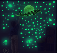 Autocollants muraux lumineux 3D personnalisés avec logo pour salon et chambre à coucher, motif lune et étoiles