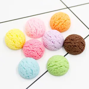 Cabujón de bola de helado de resina colorida 10 unids/bolsa 18mm adornos de comida DIY Scrapbooking funda de teléfono horquilla Accesorios