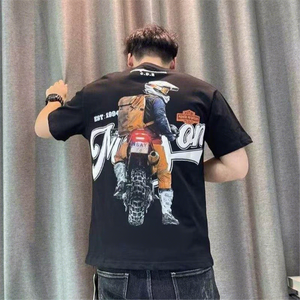<span class=keywords><strong>Camiseta</strong></span> con hombros pintados con spray estilo grafiti americano para <span class=keywords><strong>hombre</strong></span>, <span class=keywords><strong>camiseta</strong></span> de manga corta de verano, fresca y de alta gama para <span class=keywords><strong>hombre</strong></span> - Product Image 3
