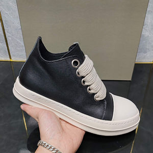 Chaussures pour hommes en cuir véritable avec lacets fins Jumbolace, baskets basses pour femmes, chaussures décontractées noires unies à lacets pour hommes - Product Image 5