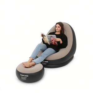 Fauteuil gonflable Myrva avec repose-pieds, mobilier de camping extérieur, design minimaliste moderne, matériau en tissu - Product Image 1