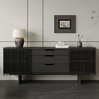 Buffet d'appoint moderne Combohome pour hôtel, en MDF/rotin, avec 2 portes coulissantes et 3 tiroirs, rangement écologique