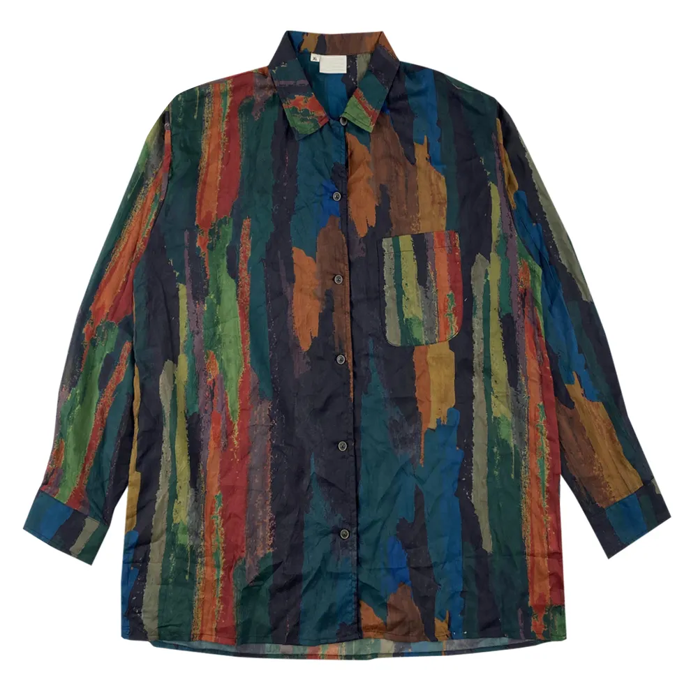 빠른 배달 남자의 면 린넨 빈티지 패턴 인쇄 올드 스타일 셔츠 캐주얼 반소매 버튼 다운 레트로 셔츠
