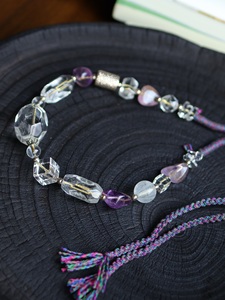 Collier tressé à la main en quartz naturel transparent et améthyste, accessoires en argent 925, ajustable, pour femme, avec plusieurs pierres, style ras-de-cou, vente en gros - Product Image 3
