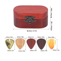 Lot de 5 médiators de guitare en bois de rose, style populaire, durables, avec mini étui de rangement 1 pièce, taille et logo personnalisables, OEM