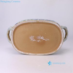 RXCG06-D Vente en gros <span class=keywords><strong>de</strong></span> pots <span class=keywords><strong>de</strong></span> fleurs ovales en porcelaine peints à la main avec motif <span class=keywords><strong>de</strong></span> fleurs <span class=keywords><strong>de</strong></span> phénix vertes et bleues pour la maison - Product Image 5