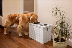 Diner pour animaux de compagnie avec rangement-Blanc antique, grand - Product Image 5