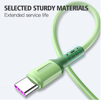 Câble USB 3A Type C Micro chargeur en silicone souple liquide Cordon de données Charge super rapide Fil de charge