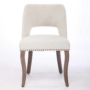 Juego de 2 sillas de comedor modernas tapizadas en tela, sillas de cocina para comedor, color beige - Product Image 2