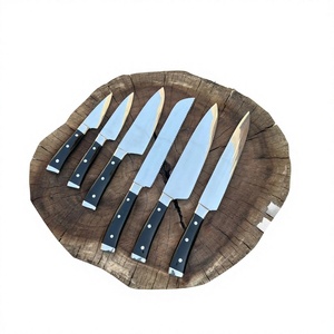 Ensemble de 4 couteaux faits à la main en acier inoxydable, manches en bois ambidextres, longueur de lame de 6 à 7,9 pouces, lames polies à double tranchant - Product Image 1