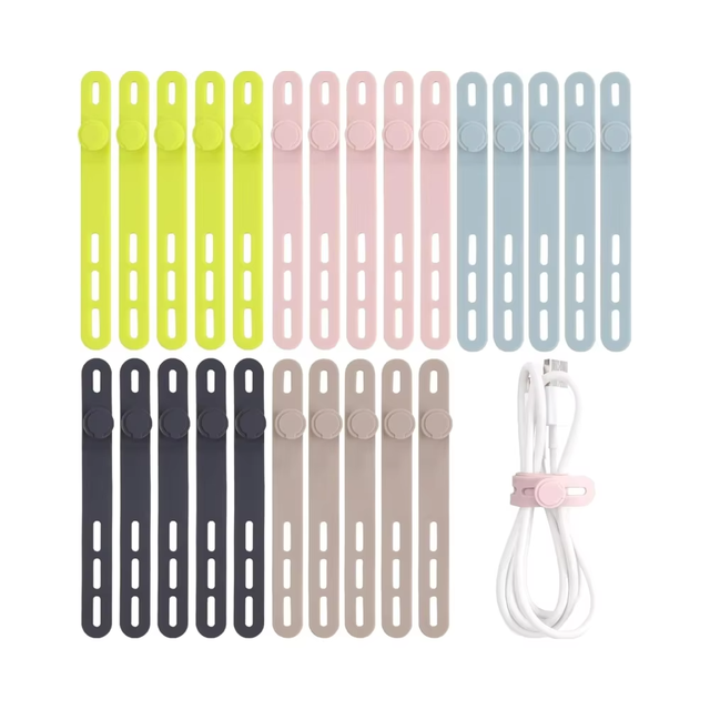 Silicone Cable Ties High Elasticity Cord Wraps Organizer Electrical Cords Storage Bag Phone Chargers Earphones Bathroom Living