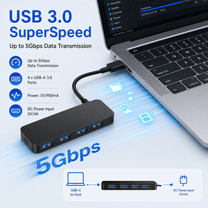 <span class=keywords><strong>Hub</strong></span> <span class=keywords><strong>USB</strong></span>-<span class=keywords><strong>C</strong></span> 5-in-1 con 4 porte <span class=keywords><strong>USB</strong></span> 3.0 5Gbps, alimentazione Micro <span class=keywords><strong>USB</strong></span> 5V/4A, custodia in ABS, adattatore portatile per laptop, disponibile in magazzino - Product Image 4