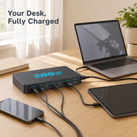 Chargeur de bureau USB-C GaN 288W 8-en-1 avec station de charge rapide PD 100W et câble rétractable pour ordinateur portable et tablette – Vente en gros